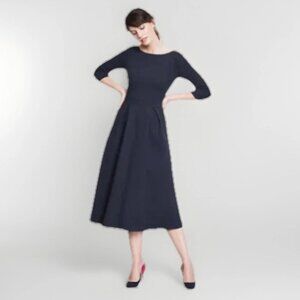 Boden Holly Textured‎ Midi Dress Pink Ribbon Zip